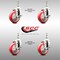 Service Caster 4 Inch 316SS Red Polyurethane Swivel 12mm Threaded Stem Caster Set Brake SS316TS20S414-PPUB-RED-TLB-M1215-4 - alternate 1